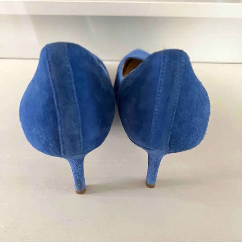 C. Wonder Blue Azure / Cerulean Blue Suede Leather Heels Size 7